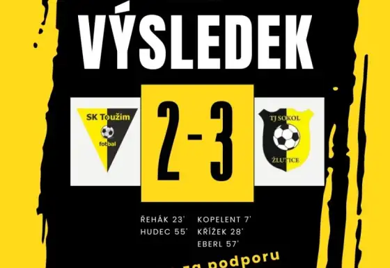 SK Toužim : TJ Sokol Žlutice 2:3 (1:2)